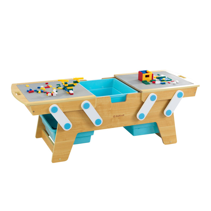 KidKraft Building Bricks Play N Store Wooden Table with 200 Bricks Natural Reviews Wayfair